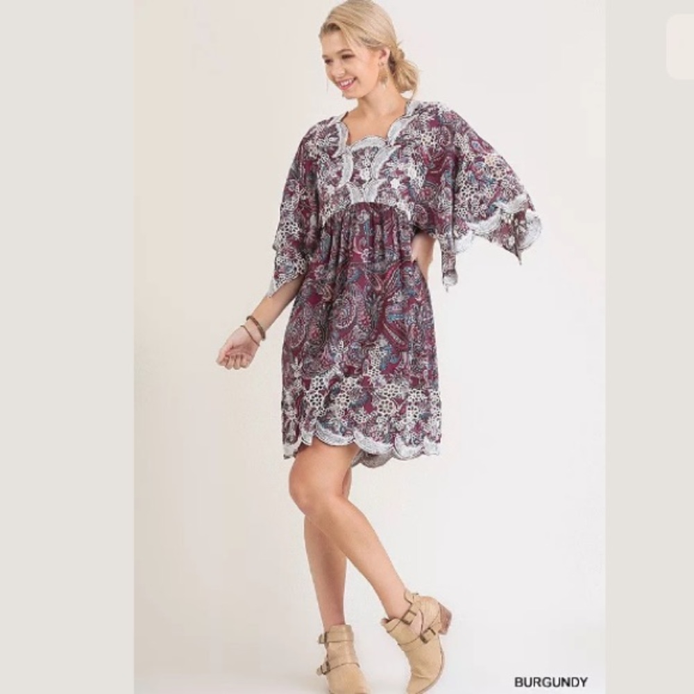 Umgee Boho Paisley Dress New